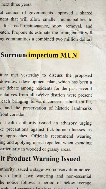 Animación de la frase “imperium MUN”