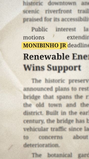 Animation of the phrase “MONIBINHO JR”