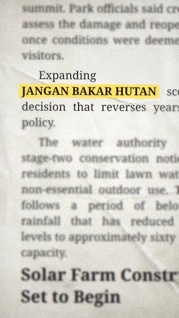 “JANGAN BAKAR HUTAN” वाक्यांश का एनिमेशन