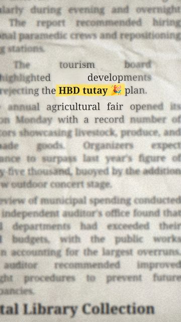 Animation of the phrase “HBD tutay 🎉”