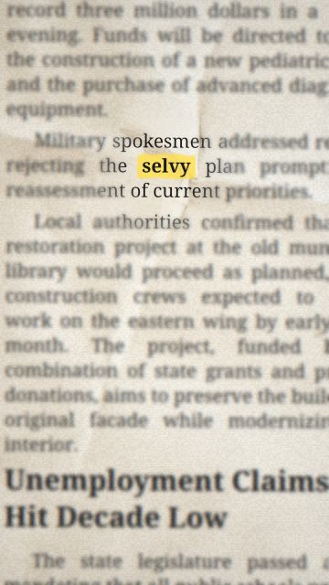 Animation of the phrase “selvy”