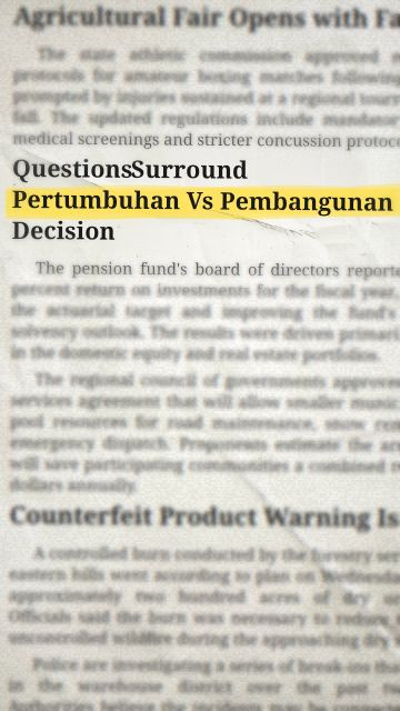 “Pertumbuhan Vs Pembangunan” 문구 애니메이션
