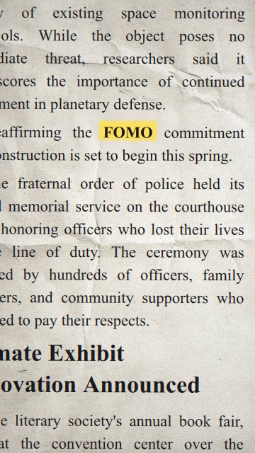 แอนิเมชันของข้อความ “FOMO”